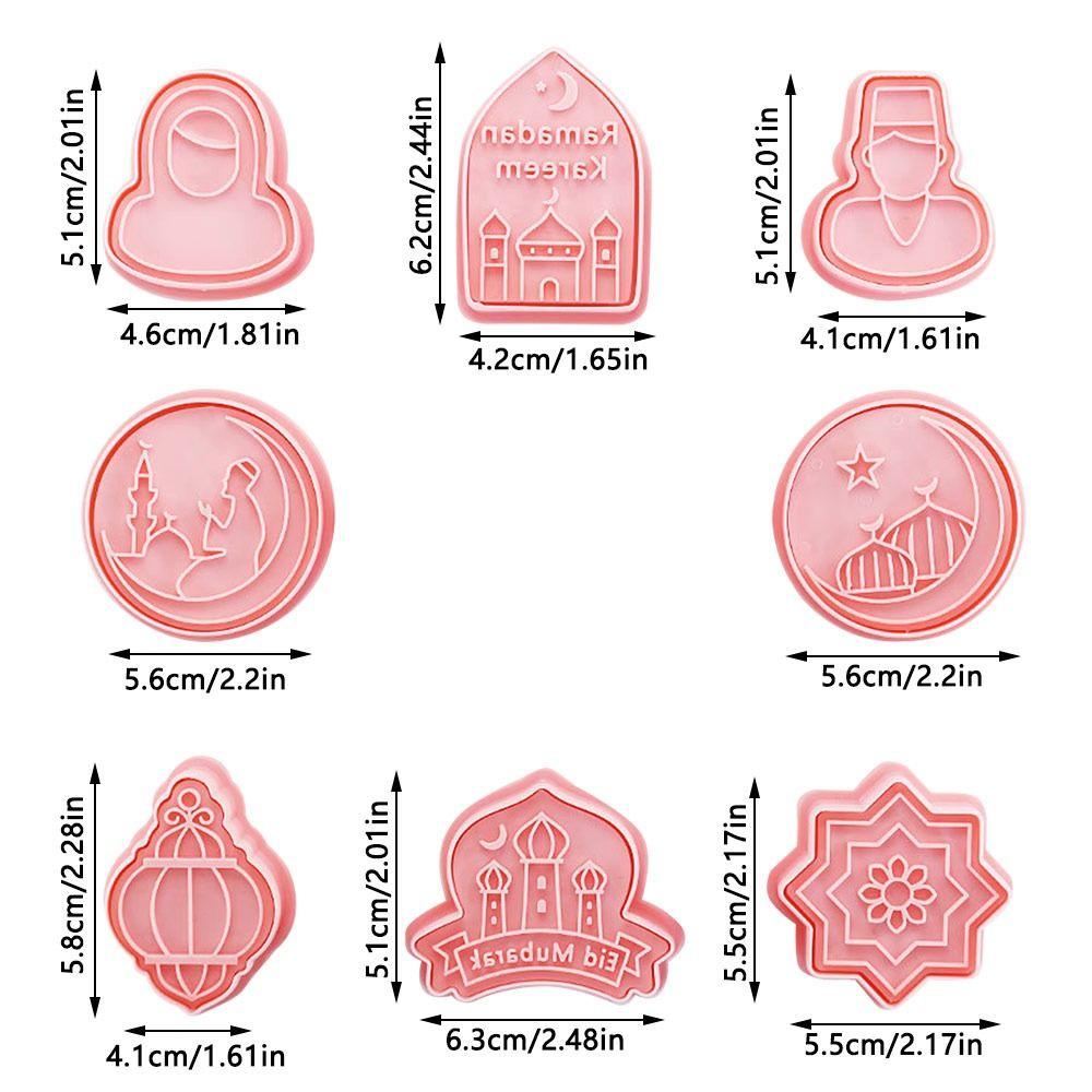 Solighter 8pcs/set Cetakan Kue Fondant Makanan Eid Mubarak Islam Muslim Festival Cookie Cutter