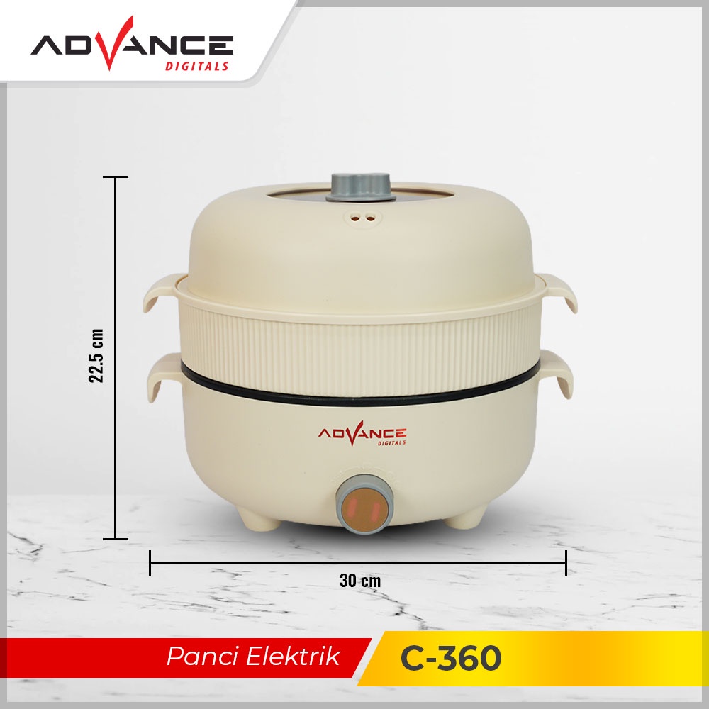 ADVANCE Panci Electrik Pengukus C-360 Panci Listrik Multifungsi Warmer Steamer Cooker