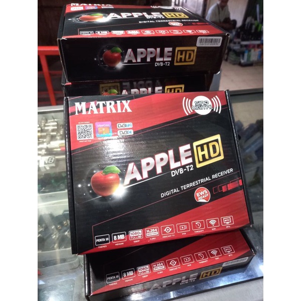 Set Top Box Tv Digital Matrix DVB T2 Apple Merah