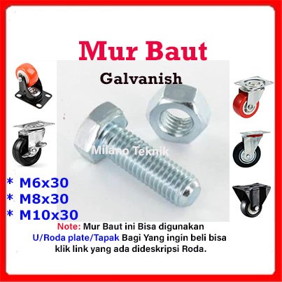 Roda PU 1.5 inch + Double Bearing (1set:2H+2Mati) caster Troli 1.5&quot;