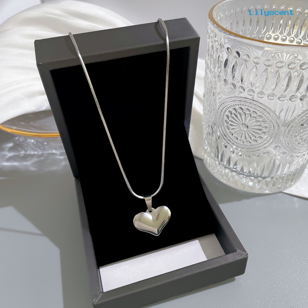 [LS]Heart Kalung Stainless Steel Warna Silver Anti Karat Peach Hati 3D Charms Temperamen Dress-Up Perhiasan Rantai Wanita Klavikula Rantai Kalung Aksesoris Untuk Pesta