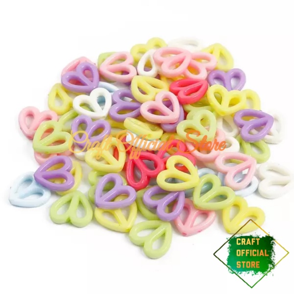 25 Pcs Manik Mote Pastel Motif Love Belah
