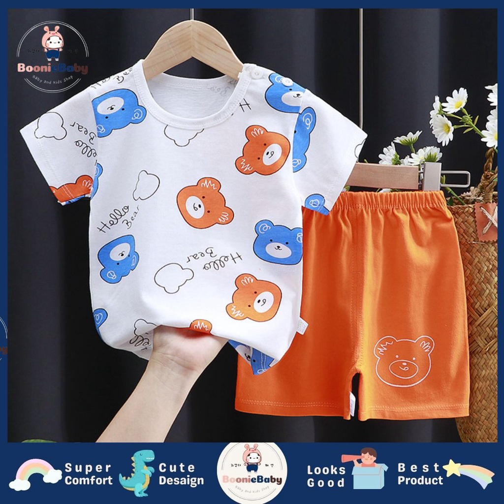 BOONIE BABY SETELAN BAJU LAKI-LAKI BAYI IMPORT UMUR 0-24 BULAN/SETELAN BAJU LENGAN PENDEK BAYI