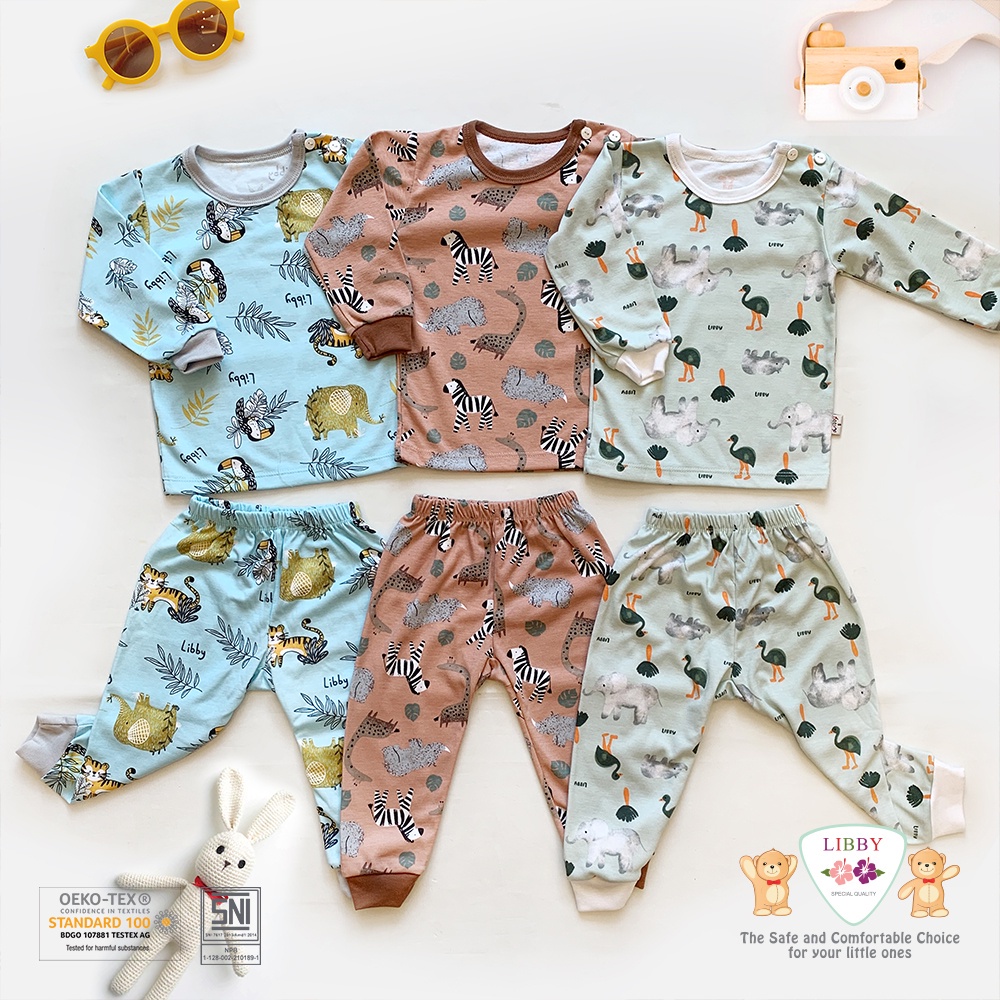 Libby Baby Setelan Panjang motif kancing pundak Big Size - Enchanted Wild- Libby baju anak