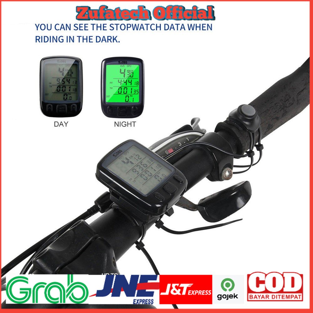 SunDING Speedometer Sepeda Backlight LCD - SD-563A - Black