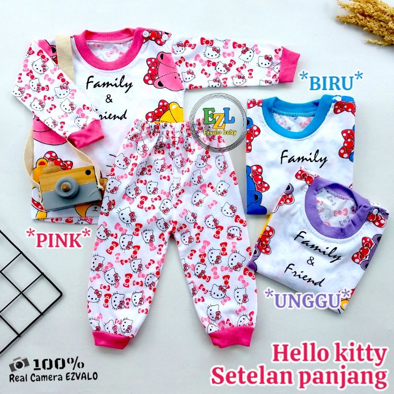 SETELAN BAYI PEREMPUAN KAOS OBLONG PIYAMA KANCING BAHU LENGAN PANJANG