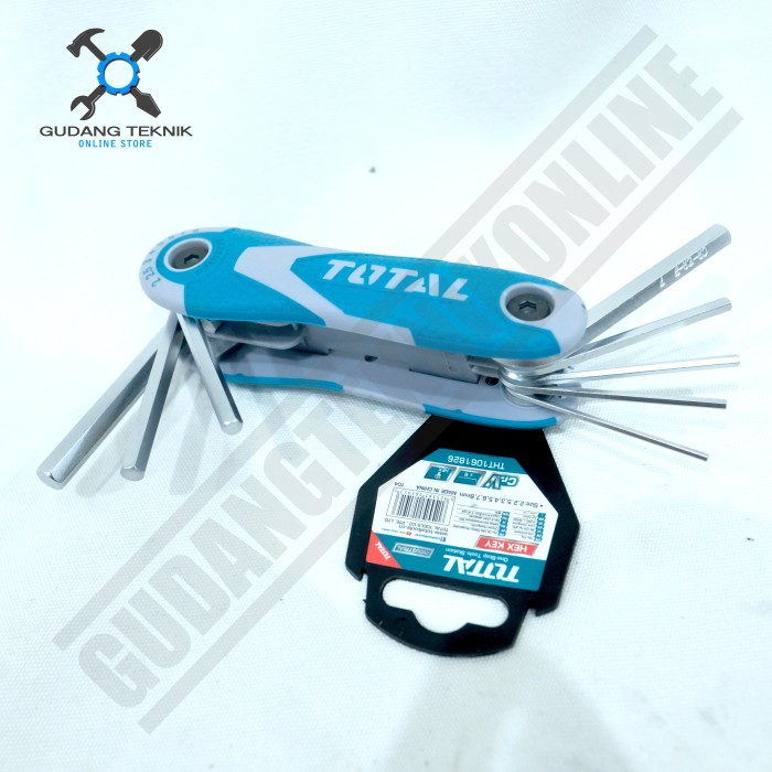 Kunci L Lipat SET 8 Pcs 2-8mm THT1061826 TOTAL / Hex Key All in One SET 2mm 2.5mm 3mm 4mm 5mm 6mm 7mm 8mm 8Pcs THT 1061826 TOTAL