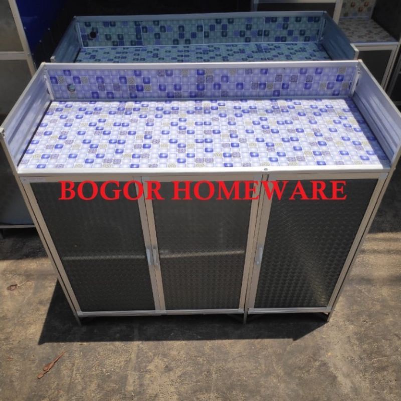 Rak Kompor 3 Pintu Keramik Belakang Plat Aluminium Minimalis Dapur
