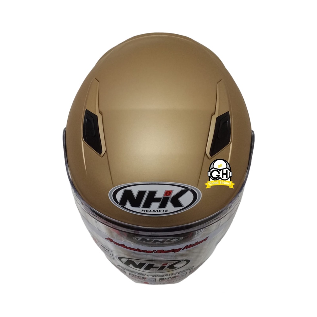 NHK R1 MAX SOLID LIGHT GOLD DOFF HELM OPEN FACE DOBLE VISOR