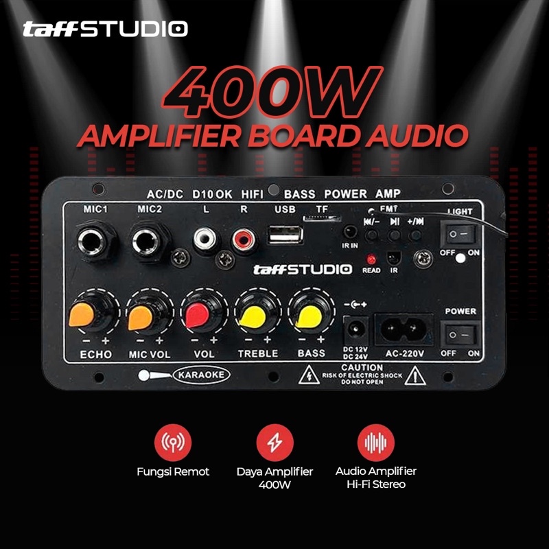 TaffSTUDIO Amplifier Board Audio Bluetooth USB FM Subwoofer DIY 400W - D10OK