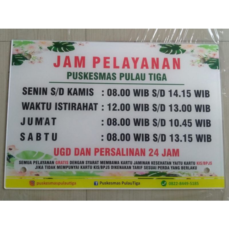 Akrilik Jam Pelayanan