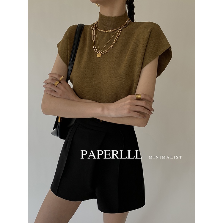 XIAOZHAINV Rompi Rajut Pendek Korea V-Neck Top Crop 0720