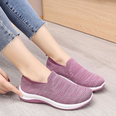 Wanita Sepatu Flat Shoes Wanita - Women Shoes Sepatu Nyaman Sol Lembut Wanita Bernapas Sepatu Kasual Paruh Baya Dan Lansia