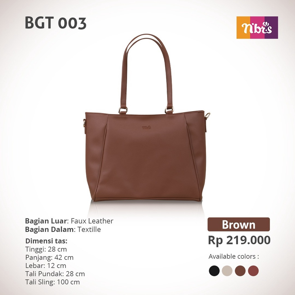 Nibras Bag BGT 03 Bahan Faux Leather mix Textile Tas Nbrs Terbaru Simpel Modern kekinian