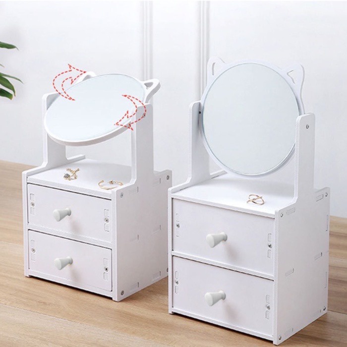 Cermin rias Tempat dandan Lemari kosmetik serbaguna kotak make up dekorasi kamar estetik