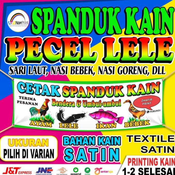 [ COD ] Sablon Spanduk Kain Warung Pecel Lele | Sari Laut - BAHAN KAIN SATIN