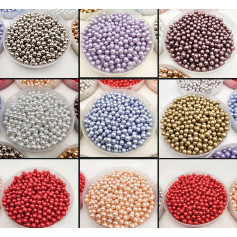 MUTIARA Tindik JEPANG mutiara tanpa lubang 6MM per PAK besar , sample no.1 dari 2 sample warna