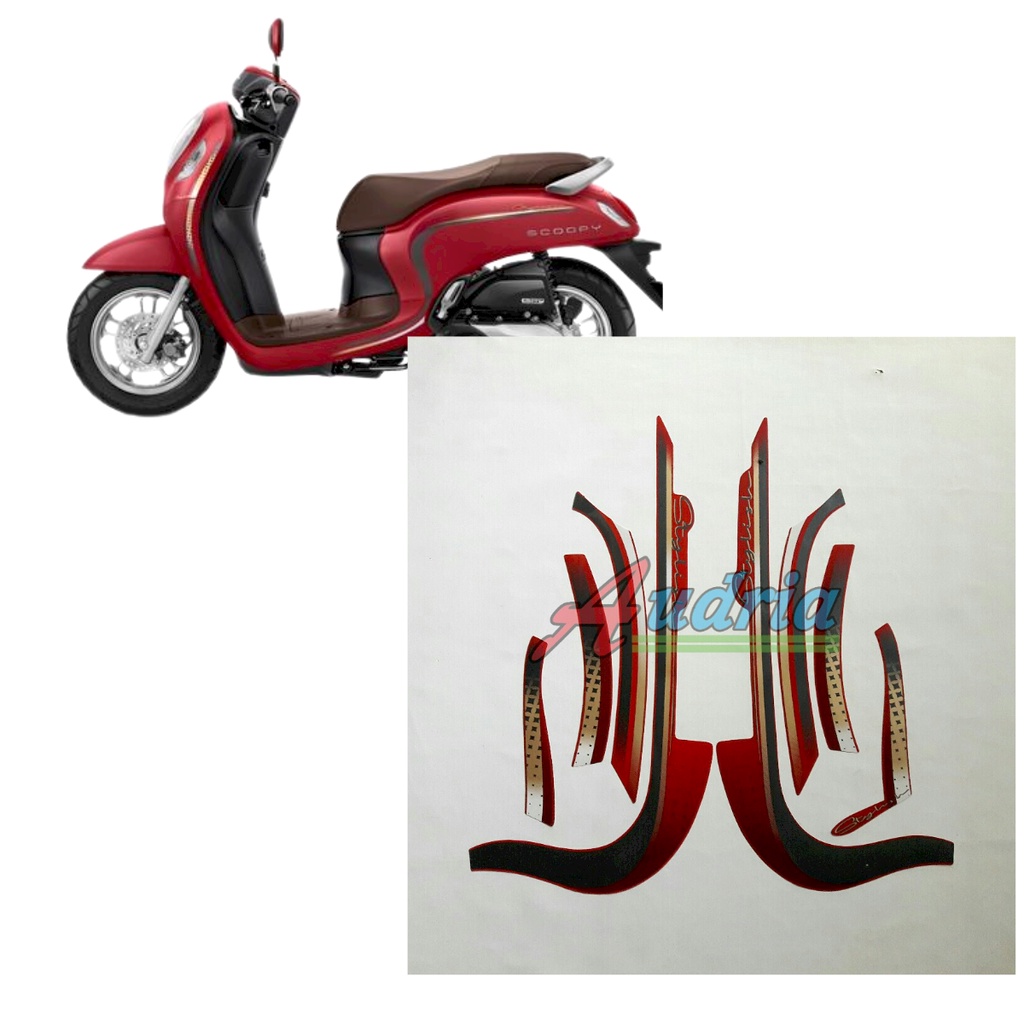 Striping Stiker Motor Honda Scoopy Stylish 2022 Merah