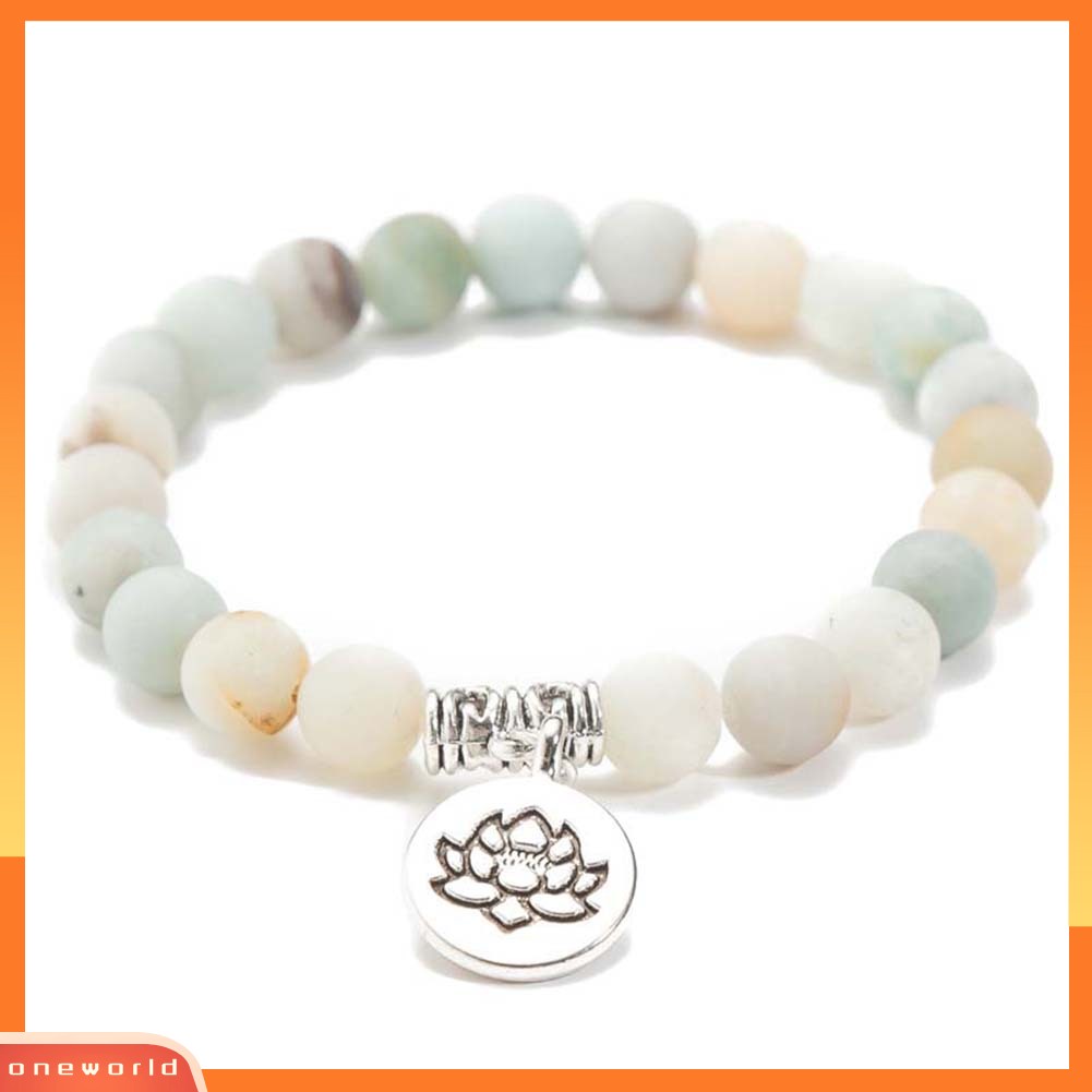 [WONE] Unisex Lotus Yoga Pola Liontin Manik-Manik Gelang Pesona Bangle Perhiasan Hadiah