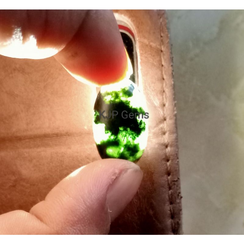 Batu Black Jade Tembus Senter Nempel Magnet