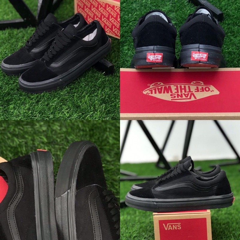 Sepatu hitam sepatu Vans oldskool allblack sepatu sneakers sepatu pria sepatu wanita