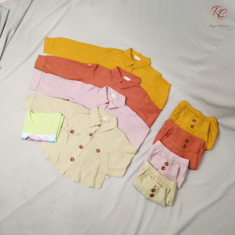 Nadheela Set | One Set Anak Bahan Rayon Crinkle [READY STOCK]