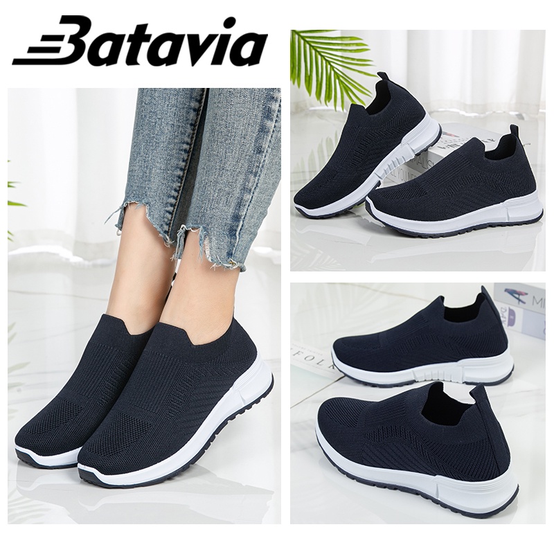 Sepatu Wanita Murah Sepatu Olahraga Flyknit Bernapas Sol Lembut Elastis Sepatu Sepatu Kerja Sepatu Fashion 718B
