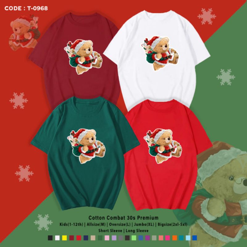 KAOS NATAL BERUANG SANTA/T-SHIRT EDISI NATAL BEAR SANTA