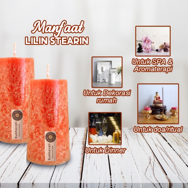 Lilin Orange Stearin Candle Marble Kristal Sukhavati Serbaguna 10cm