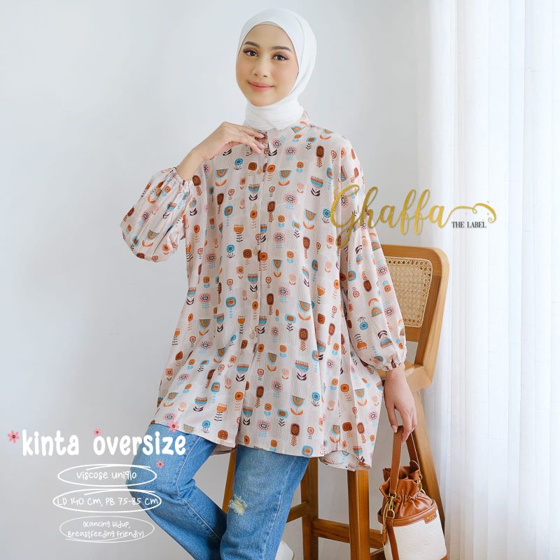 KINTA OVERSIZE BY GHAFFA THE LABEL / BLOUSE JUMBO MOTIF WANITA MUSLIMAH / blouse ld140