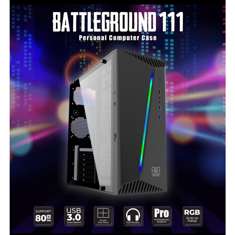 SIMBADDA BATTLEGROUND BG111 + PSU 380Watt / Casing Gaming