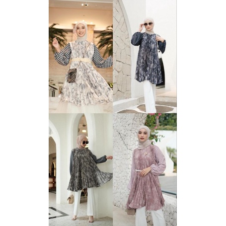 TUDEJUL PLEATS BLOUSE - VANILLA HIJAB