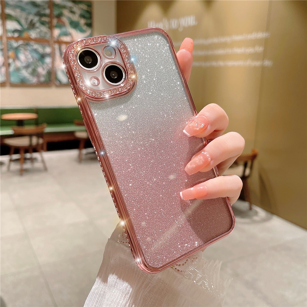 IPHONE Casing Berlian Glitter Gradasi Mewah Untuk Iphone14 13 11 12 Pro Max14 plus Casing TPU Lembut Casing Bumper Pelapis Berlian Imitasi