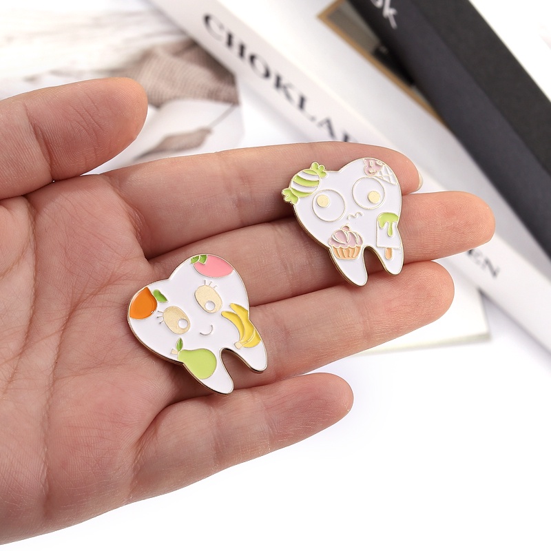 Pin Enamel Gigi Senyum Lucu Enamel Gigi Lucu Lencana Bros Lencana Kerah Pin Kartun Perhiasan Medis Hadiah Untuk Teman