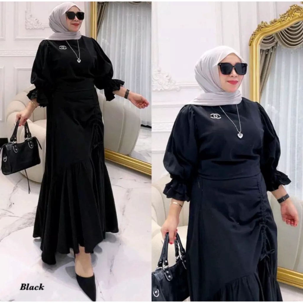 DIANA SET ROK BL BAHAN CRINKLE AIRFLOW PREMIUM UKURAN M L XL SETELAN WANITA TERBARU 2023 KEKINIAN SIMPLE BAJU SET WANITA CASUAL LENGAN PANJANG JUMBO ONE SET WANITA MUSLIM FASHION TERBARU