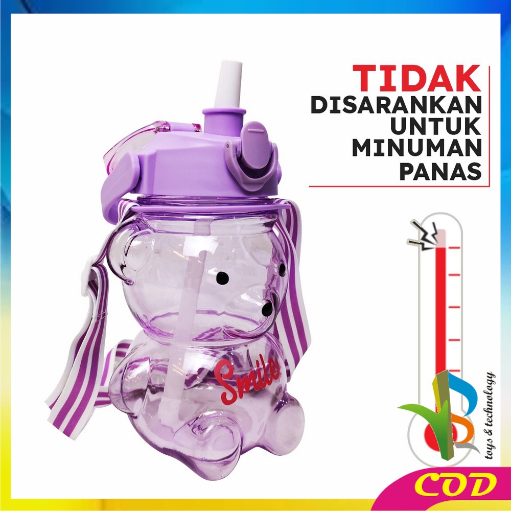 RB-C589 C592 Botol Minum Anak Boneka Bear Beruang 1 Liter Polos Gradasi / Tumbler Minum Anak Karakter Bear Gemoy Pelangi