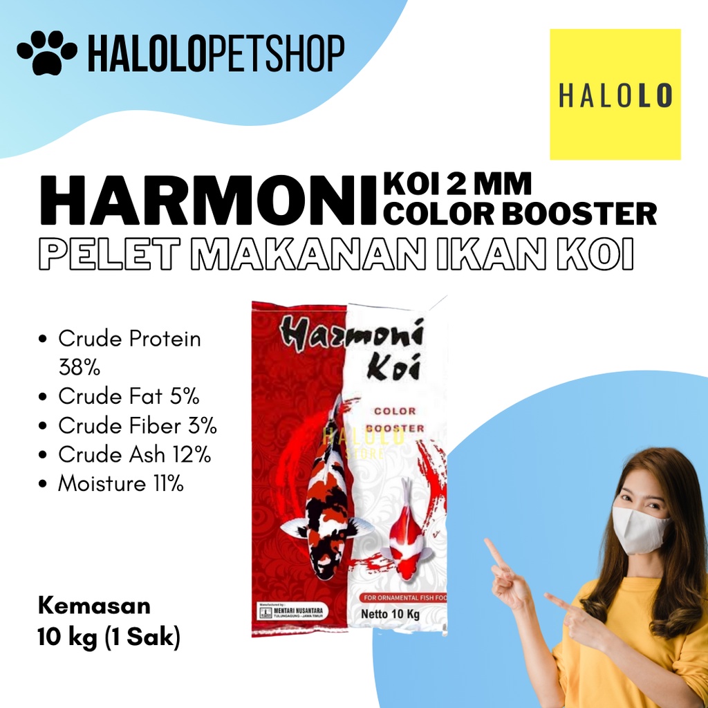 HARMONI KOI Color Booster 2mm 10 Kg Pakan Pelet Pakan Ikan Koi Pertumbuhan & Warna