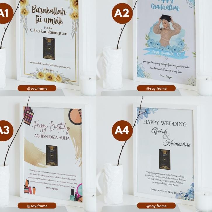 う FRAME GIFT + EMAS MINIGOLD for wedding / birthday/ anniversarry /perpisahan /graduation カ