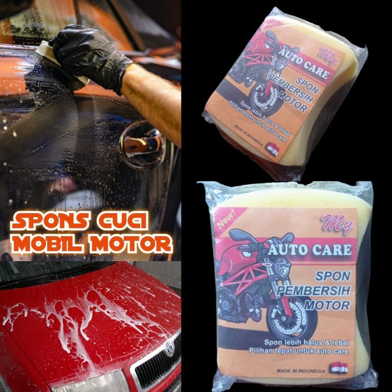 Spons Busa Pembersih Mobil Motor - Spon Cuci Halus Anti Gores Serbaguna Carwash Tebal Perawatan Mobil Autocare