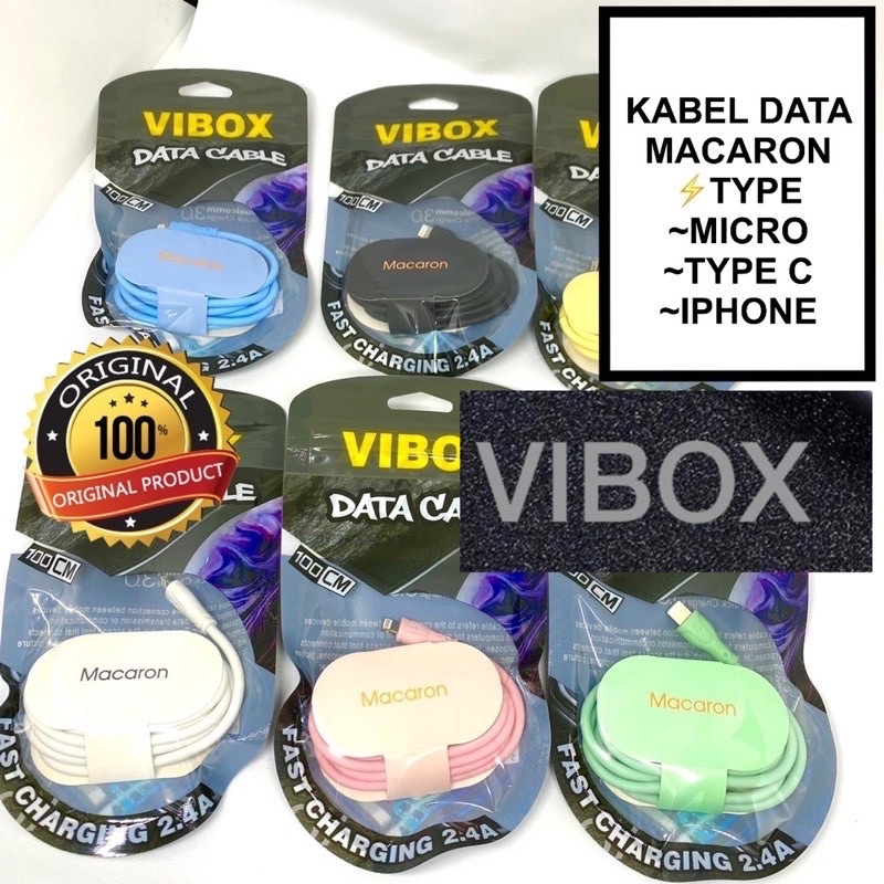 PROMO KABEL DATA MAKARON VIBOX ORIGINAL 100CM MICRO TYPE C