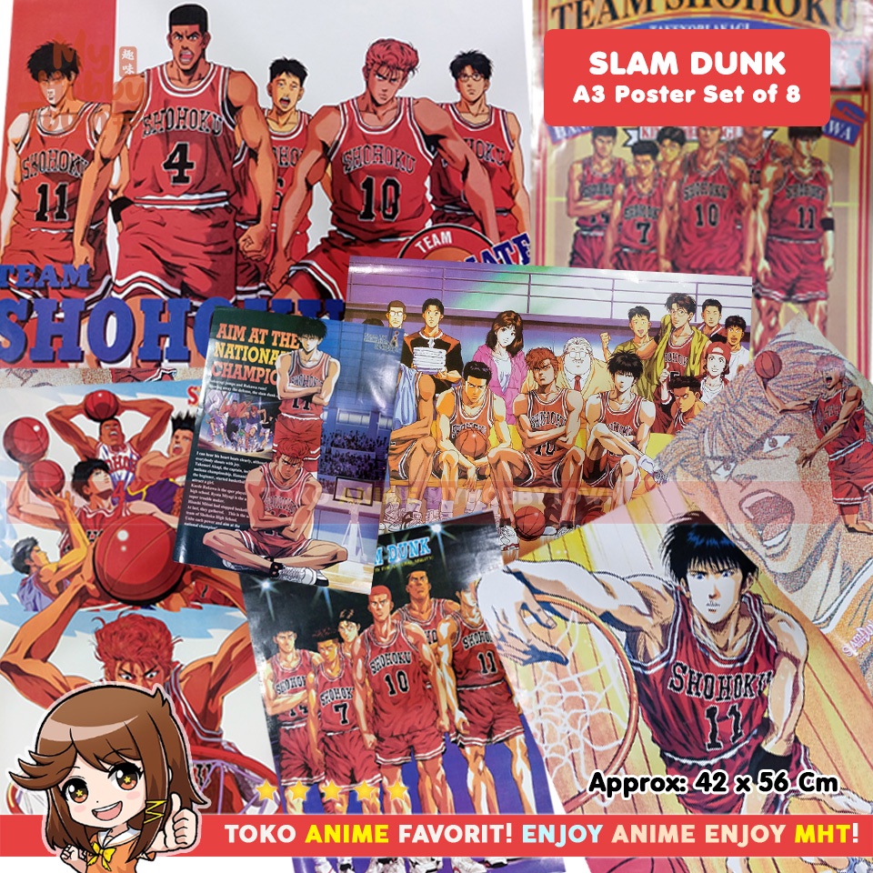 Poster Anime Slam Dunk Set Of 8 Sakuragi Hanamichi Akira Sendoh Akagi Takenori Rukawa Kaede Hisashi Mitsui Ryota