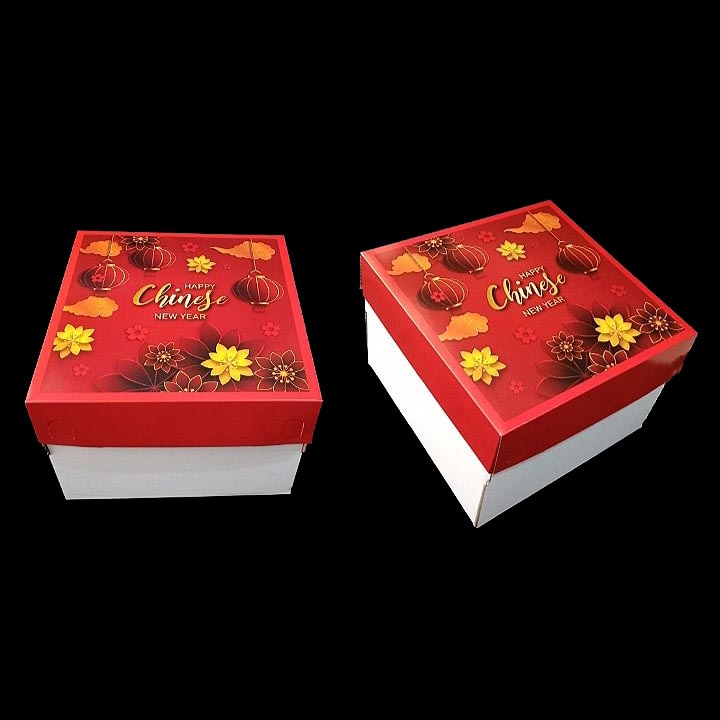 

5 Pcs Box Cake Chinese New Year Kardus Kue Bolu Lapis Legit Packaging Kotak Kue Imlek Ukuran 25x25x12 cm