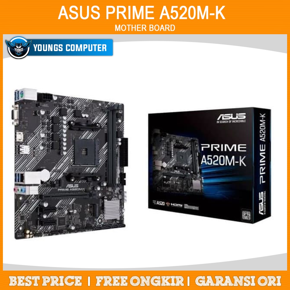 ASUS PRIME A520M-K MOTHERBOARD (DDR4, A520, AMD AM4)