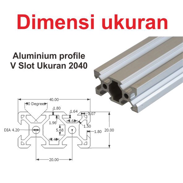 [HAEBOT] Aluminium Profile V Slot 2040 20x40 AP2040 Alumunium Profil Frame CNC Extrusion Mini Kerangka Mekanik Series 20mm x 40mm 3D Printer 1cm