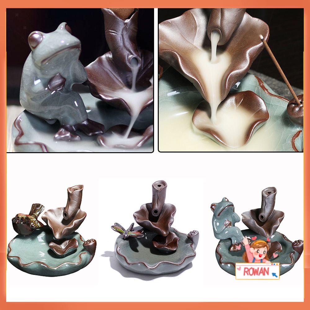 R-flower Backflow Incense Burner Dekorasi Rumah Hewan Keramik Aromaterapi Kotak