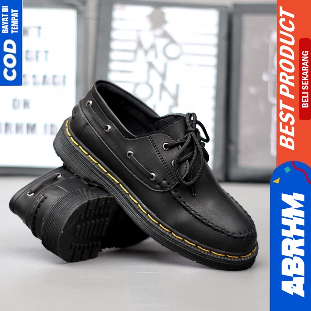 Sepatu Formal Pantofel Docmart Low Boots Kerja Pria Hitam Abrhm HUGO