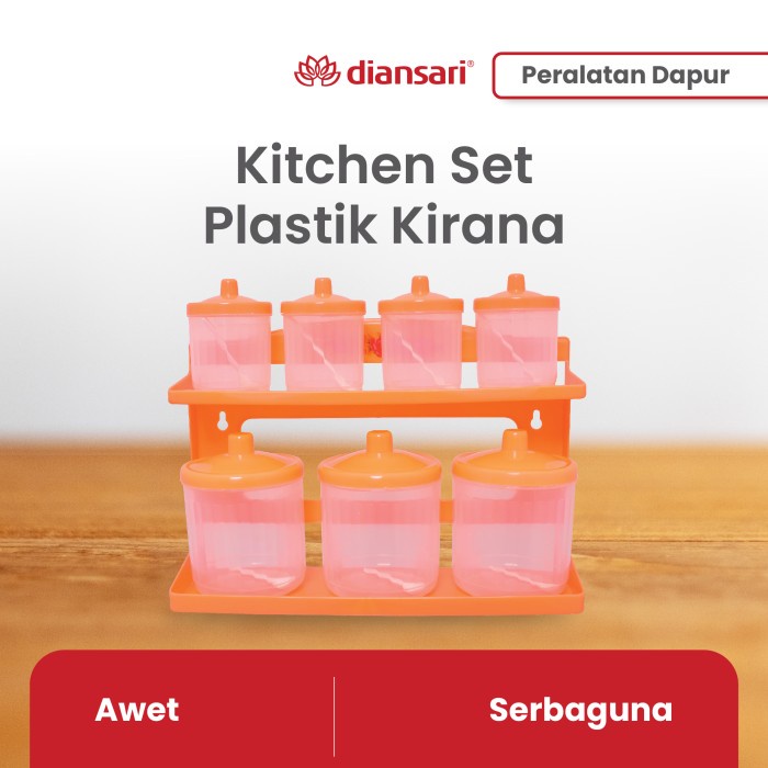 RST147 - Kitchen Set Plastik Kirana - Set Wadah Bumbu Dapur - Rak Bumbu