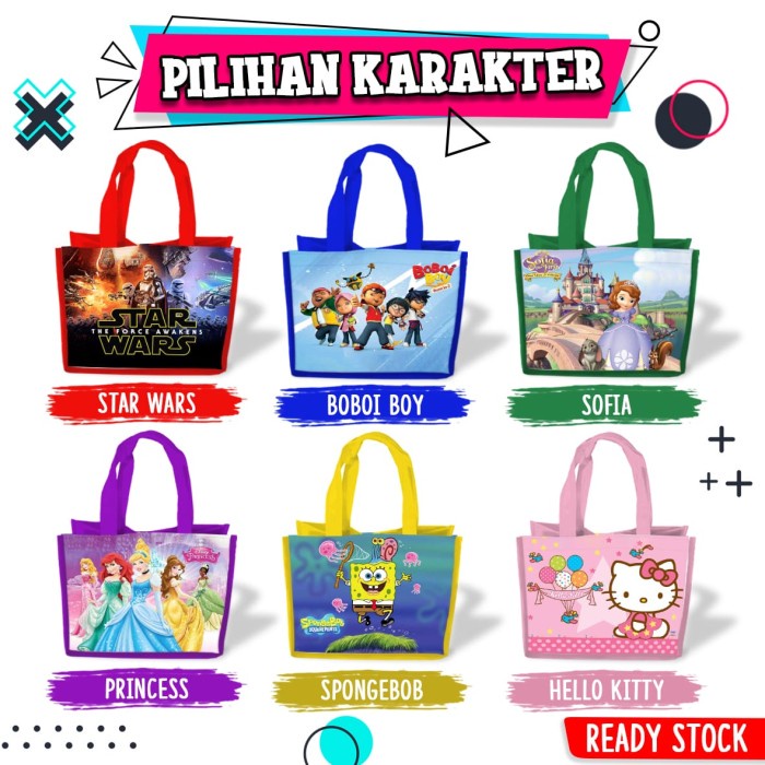 

Goodie Bag custom souvenir Tas ultah Aqiqah natal pilihan karakter