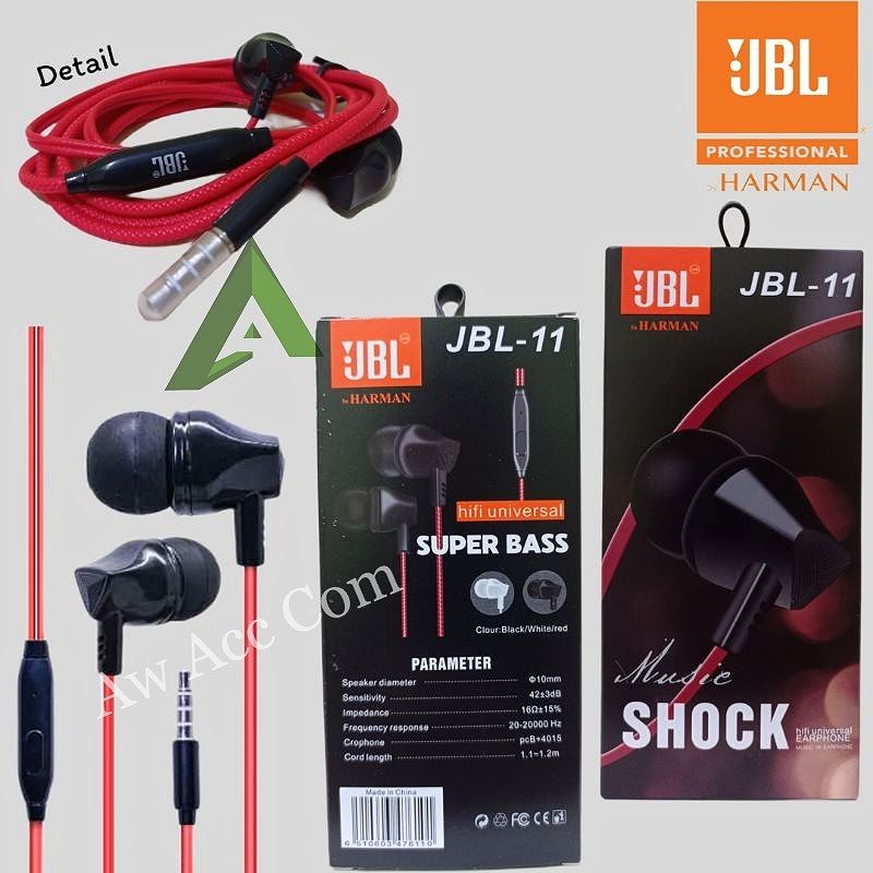 HANDSFREE SUPER MEGA BASS MUSIC SHOCK EARPHONE JBL STYLISH DESIGN BASS STEREO