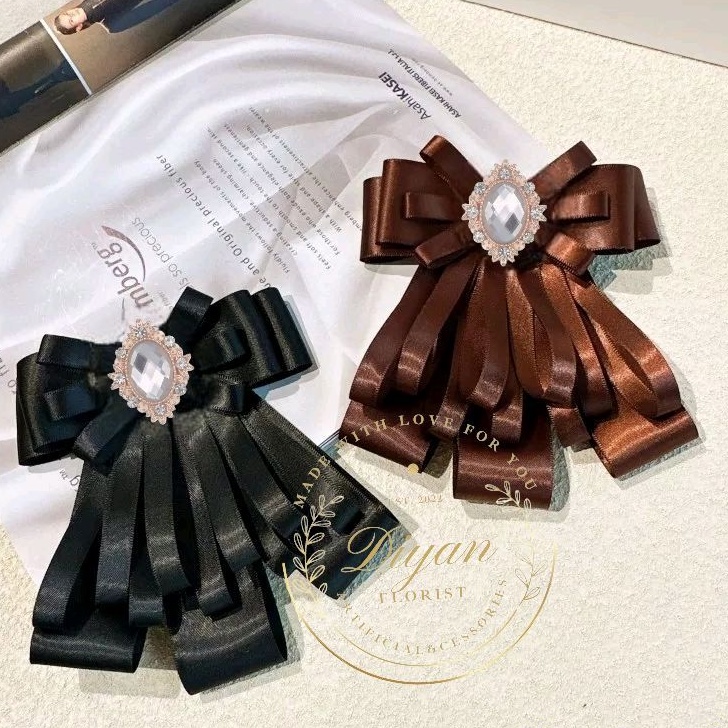 pita hias aplikasi korean ribbon brooch